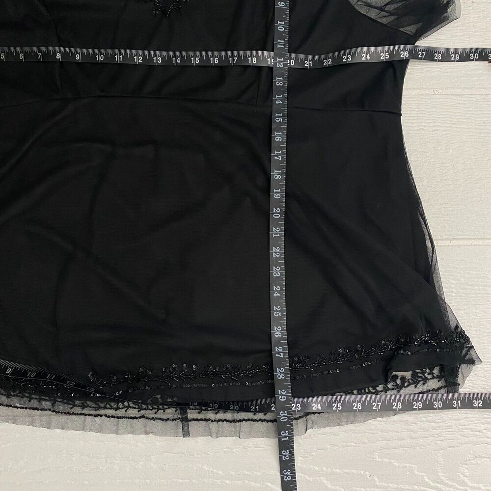 Torrid Women Top 4 Black Beaded Mesh Flutter Sleeve Office Siren Whimsigoth‎ - Picture 8 of 12